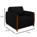 Poltrona Decorativa para Sala de Estar 98cm Amaranto M22 Veludo Preto - Mpozenato