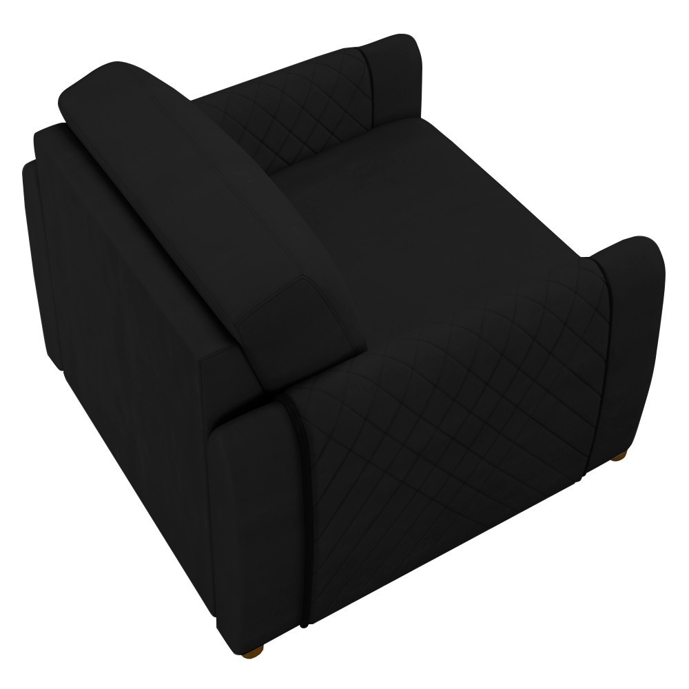 Poltrona Decorativa para Sala de Estar 98cm Amaranto M22 Veludo Preto - Mpozenato