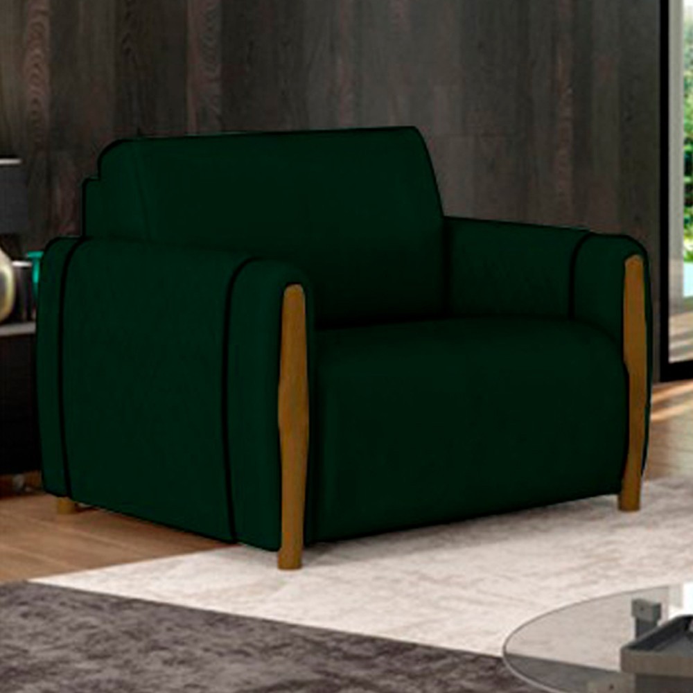 Poltrona Decorativa para Sala de Estar 98cm Amaranto M22 Veludo Verde - Mpozenato