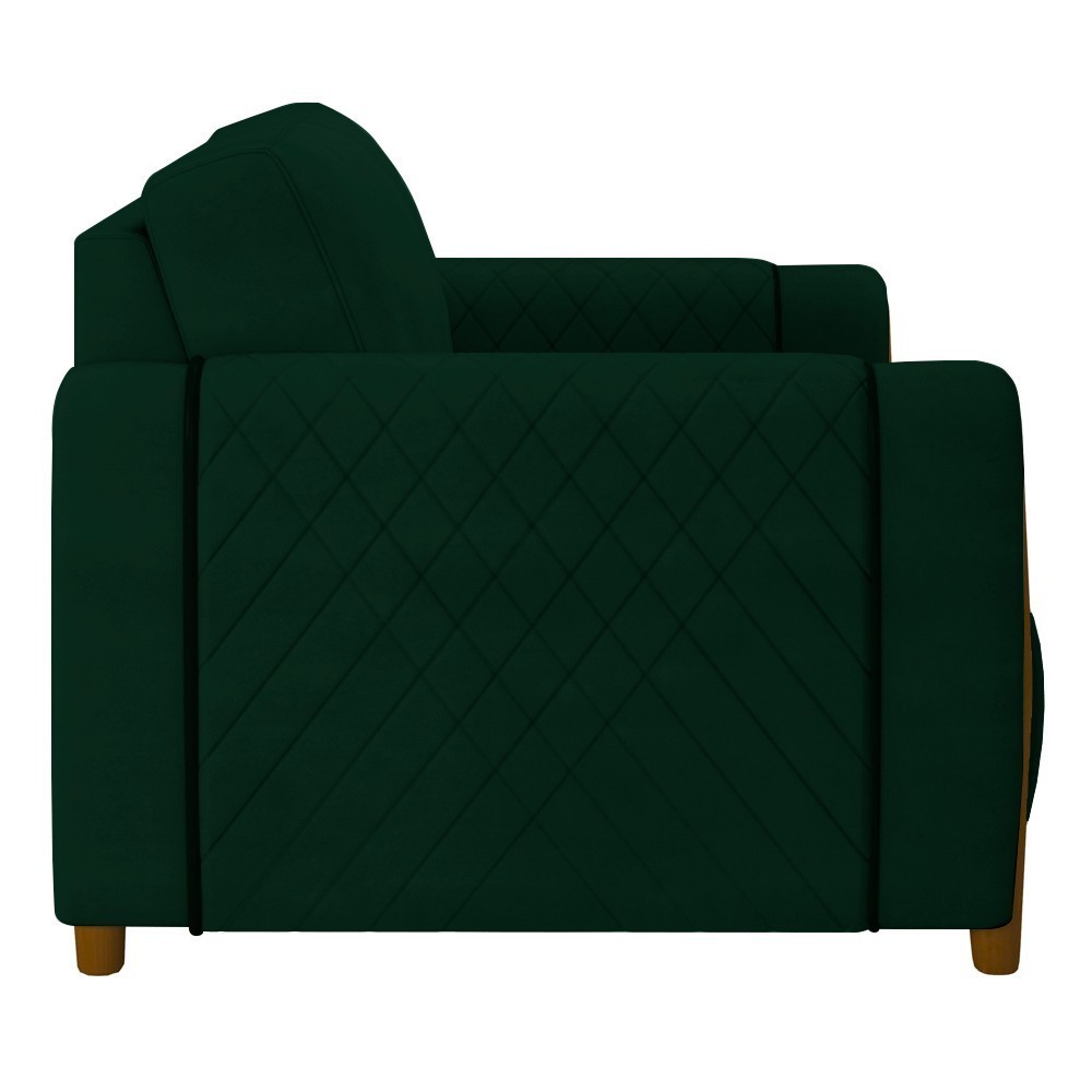 Poltrona Decorativa para Sala de Estar 98cm Amaranto M22 Veludo Verde - Mpozenato
