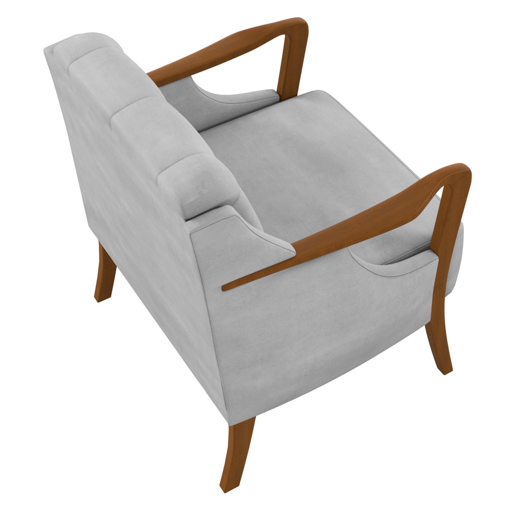 Poltrona Decorativa para Sala de Estar Capitonê Lapa M22 Veludo Cinza - Mpozenato