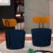 Poltrona Decorativa para Sala de Estar Redonda 53cm Le Moon M22 Veludo Azul Marinho - Mpozenato