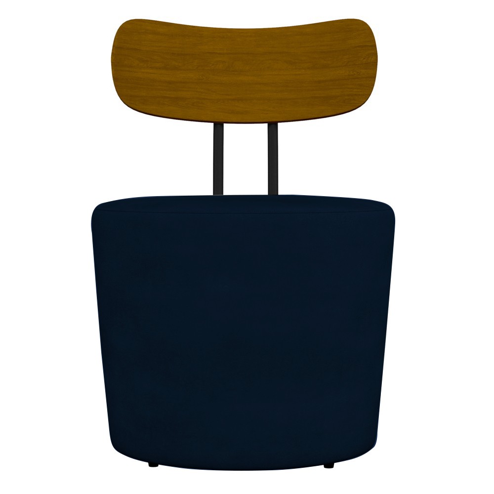 Poltrona Decorativa para Sala de Estar Redonda 53cm Le Moon M22 Veludo Azul Marinho - Mpozenato