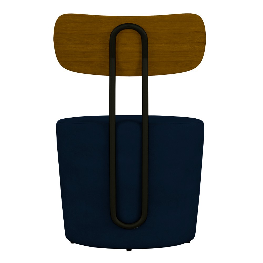 Poltrona Decorativa para Sala de Estar Redonda 53cm Le Moon M22 Veludo Azul Marinho - Mpozenato