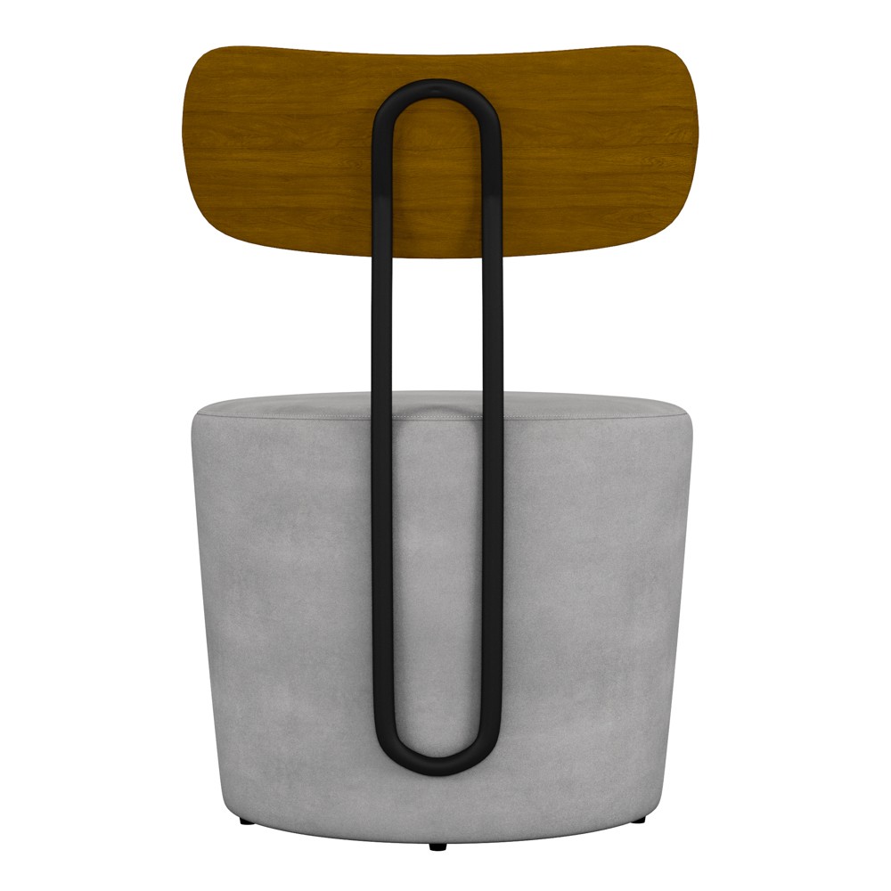 Poltrona Decorativa para Sala de Estar Redonda 53cm Le Moon M22 Veludo Cinza - Mpozenato