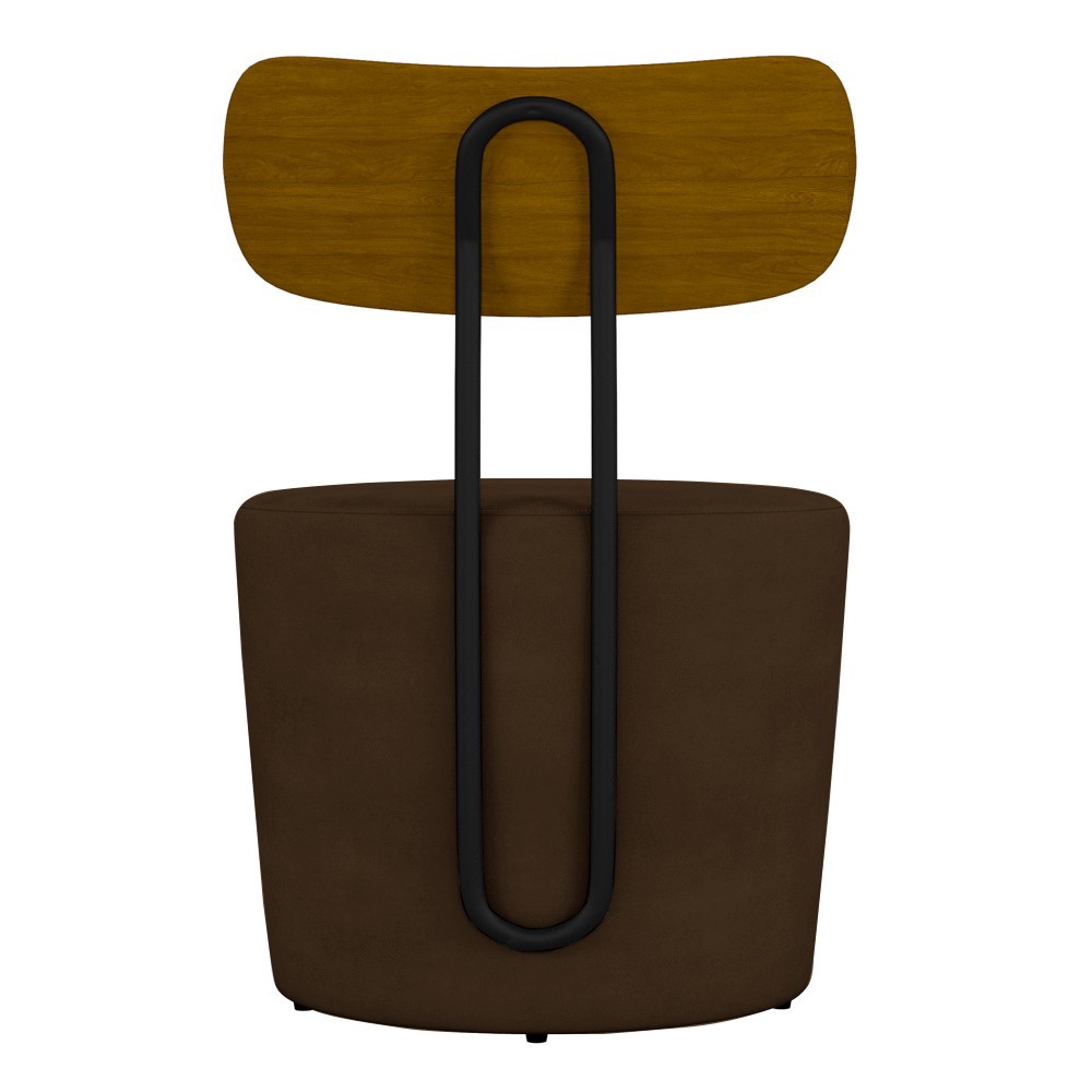 Poltrona Decorativa para Sala de Estar Redonda 53cm Le Moon M22 Veludo Marrom - Mpozenato