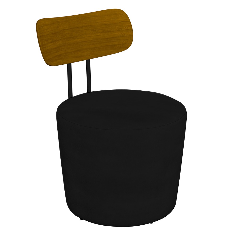 Poltrona Decorativa para Sala de Estar Redonda 53cm Le Moon M22 Veludo Preto - Mpozenato