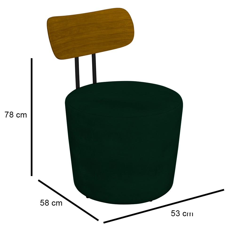 Poltrona Decorativa para Sala de Estar Redonda 53cm Le Moon M22 Veludo Verde - Mpozenato