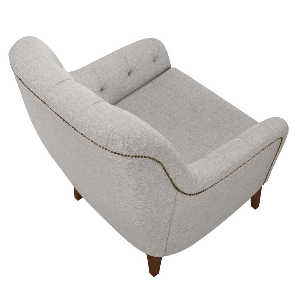 Poltrona Decorativa para Sala de Estar com Capitonê Pietà M22 Linho Cinza - Mpozenato