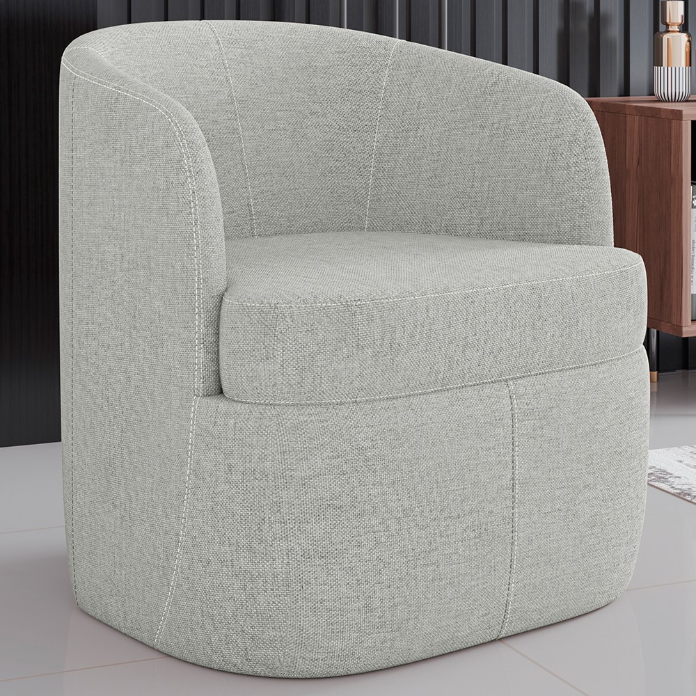 Poltrona Giratória Decorativa para Sala Dandara Z08 Linho Cinza - Mpozenato