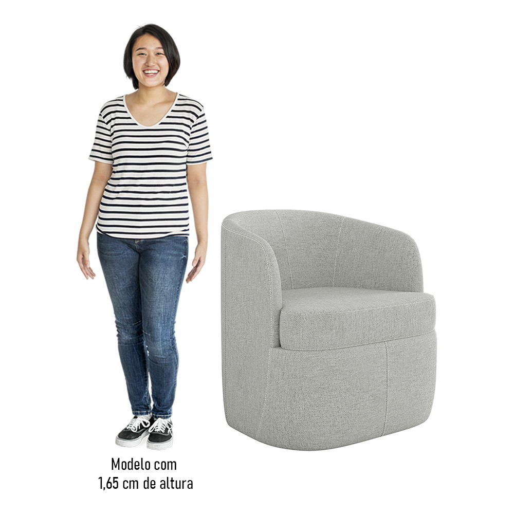 Poltrona Giratória Decorativa para Sala Dandara Z08 Linho Cinza - Mpozenato