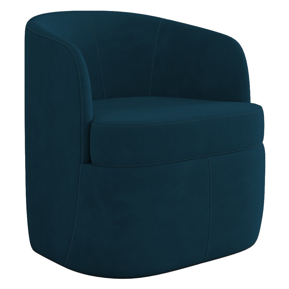 Poltrona Giratória Decorativa para Sala Dandara Z08 Veludo Azul - Mpozenato