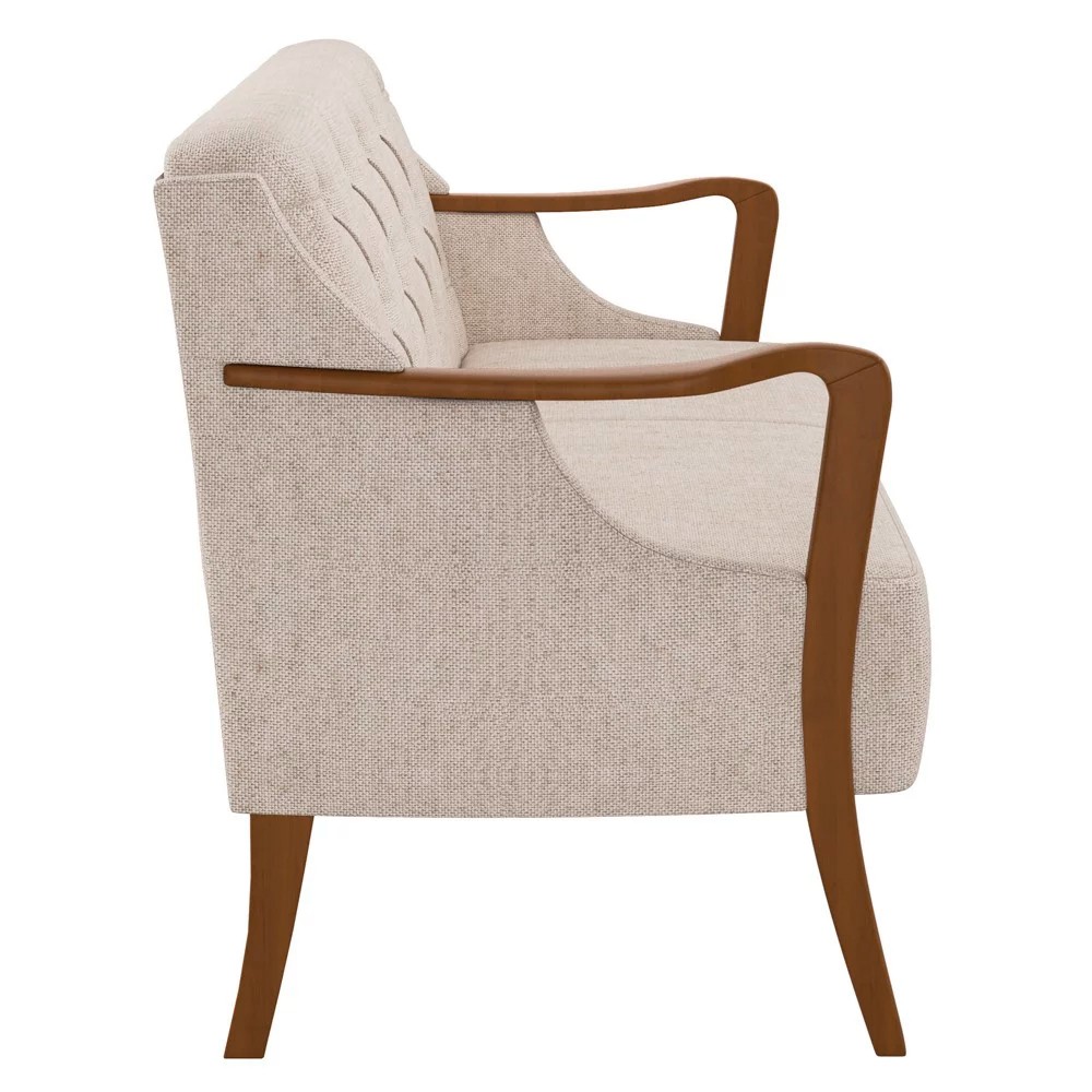 Poltrona Namoradeira 2 Lugares 135cm Capitonê Lapa M22 Linho Cinza - Mpozenato