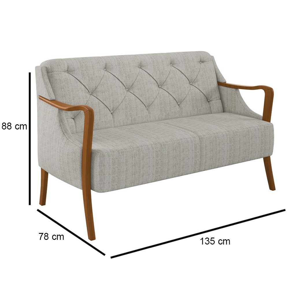 Poltrona Namoradeira 2 Lugares 135cm Capitonê Lapa M22 Linho Cru - Mpozenato