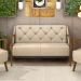 Poltrona Namoradeira 2 Lugares 135cm Capitonê Lapa M22 PU Bege - Mpozenato