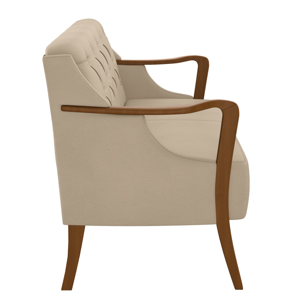 Poltrona Namoradeira 2 Lugares 135cm Capitonê Lapa M22 PU Bege - Mpozenato