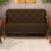 Poltrona Namoradeira 2 Lugares 135cm Capitonê Lapa M22 Veludo Marrom - Mpozenato