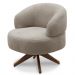Poltrona Para Sala Base Madeira Giratória Litta F05 Boucle Marrom - Mpozenato