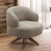 Poltrona Para Sala Base Madeira Giratória Litta F05 Boucle Marrom - Mpozenato