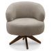 Poltrona Para Sala Base Madeira Giratória Litta F05 Boucle Marrom - Mpozenato