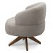 Poltrona Para Sala Base Madeira Giratória Litta F05 Boucle Marrom - Mpozenato