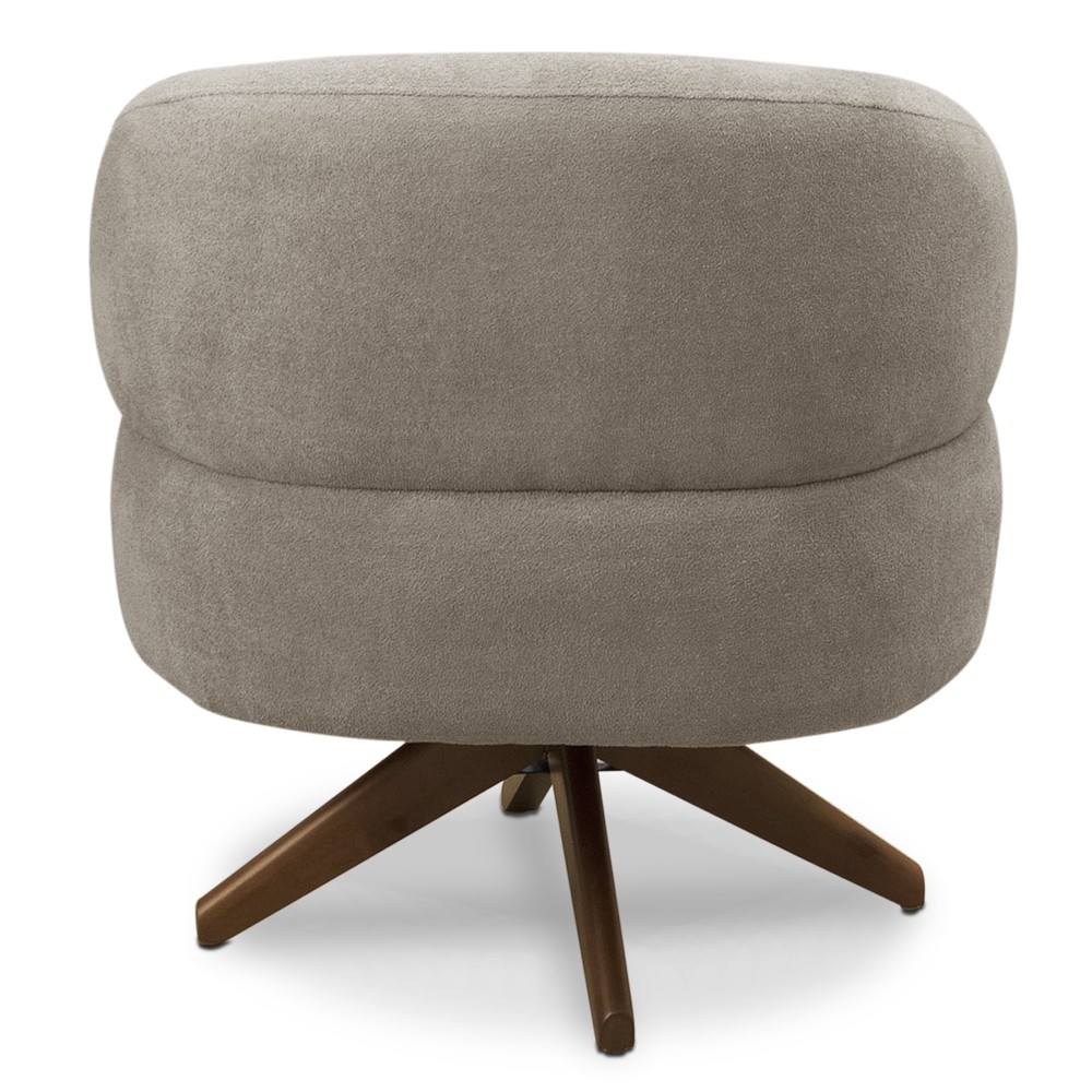 Poltrona Para Sala Base Madeira Giratória Litta F05 Boucle Marrom - Mpozenato