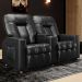 Poltrona Reclinável Para Cinema 2 Lugares Praddo FH9 PU Preto Brilho - Mpozenato