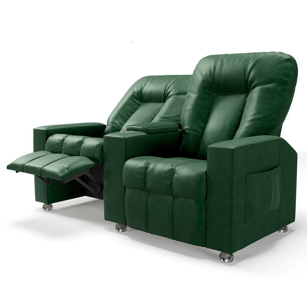 Poltrona Reclinável Para Cinema 2 Lugares Praddo FH9 PU Verde - Mpozenato