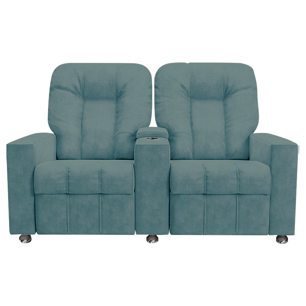 Poltrona Reclinável Para Cinema 2 Lugares Praddo FH9 Veludo Azul Claro - Mpozenato