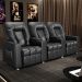 Poltrona Reclinável Para Cinema 3 Lugares Praddo FH9 PU Preto - Mpozenato