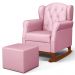 Poltrona de Amamentação Base de Madeira Balanço e Puff Lucy P04 Sintético Rosa - Mpozenato