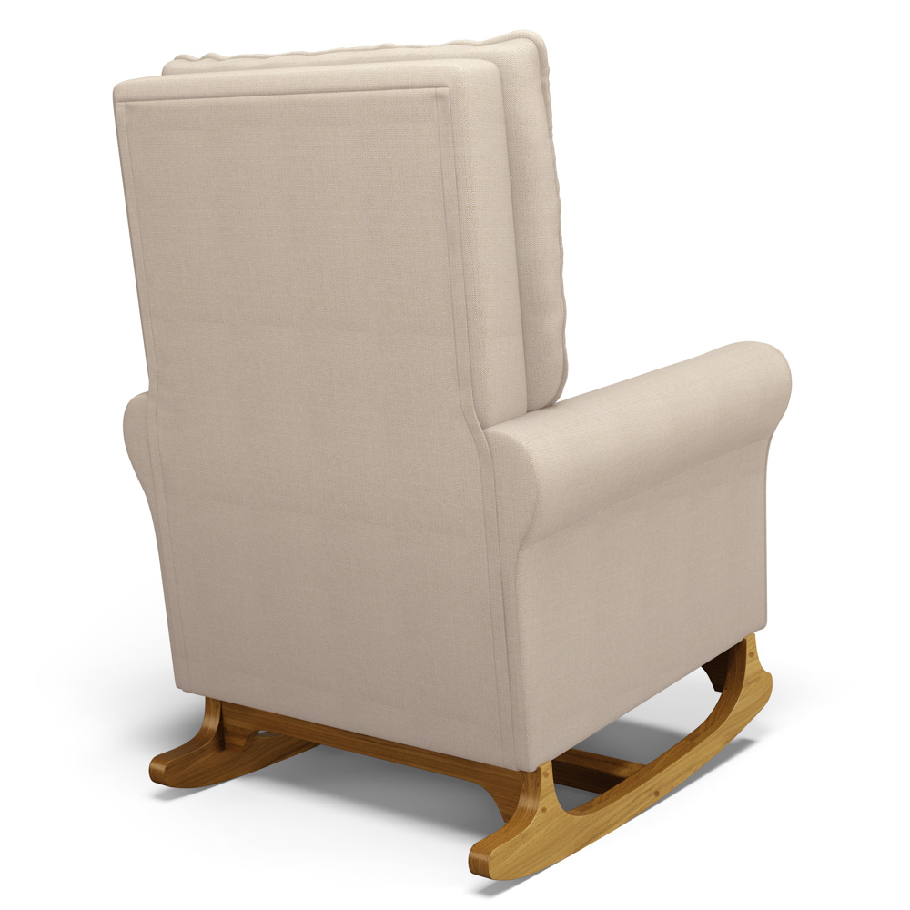 Poltrona de Amamentação e Descanso Base Madeira Com Balanço Brenda G05 Linho Creme - Mpozenato