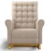 Poltrona de Amamentação e Descanso Base Madeira Com Balanço Brenda G05 Linho Creme - Mpozenato
