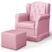 Poltrona de Amamentação e Descanso Fixa com Puff Lucy P04 Sintético Rosa - Mpozenato