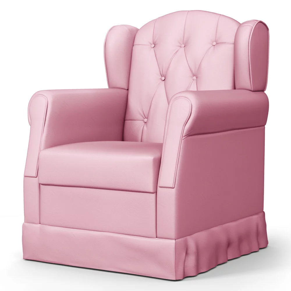 Poltrona de Amamentação e Descanso Fixa com Puff Lucy P04 Sintético Rosa - Mpozenato
