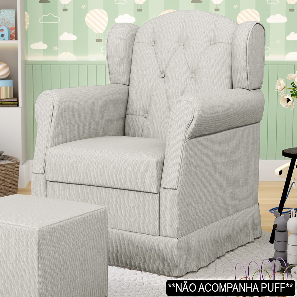 Poltrona de Amamentação e Descanso com Balanço Lucy P04 Linho Off White - Mpozenato