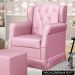 Poltrona de Amamentação e Descanso com Balanço Lucy P04 Sintético Rosa - Mpozenato