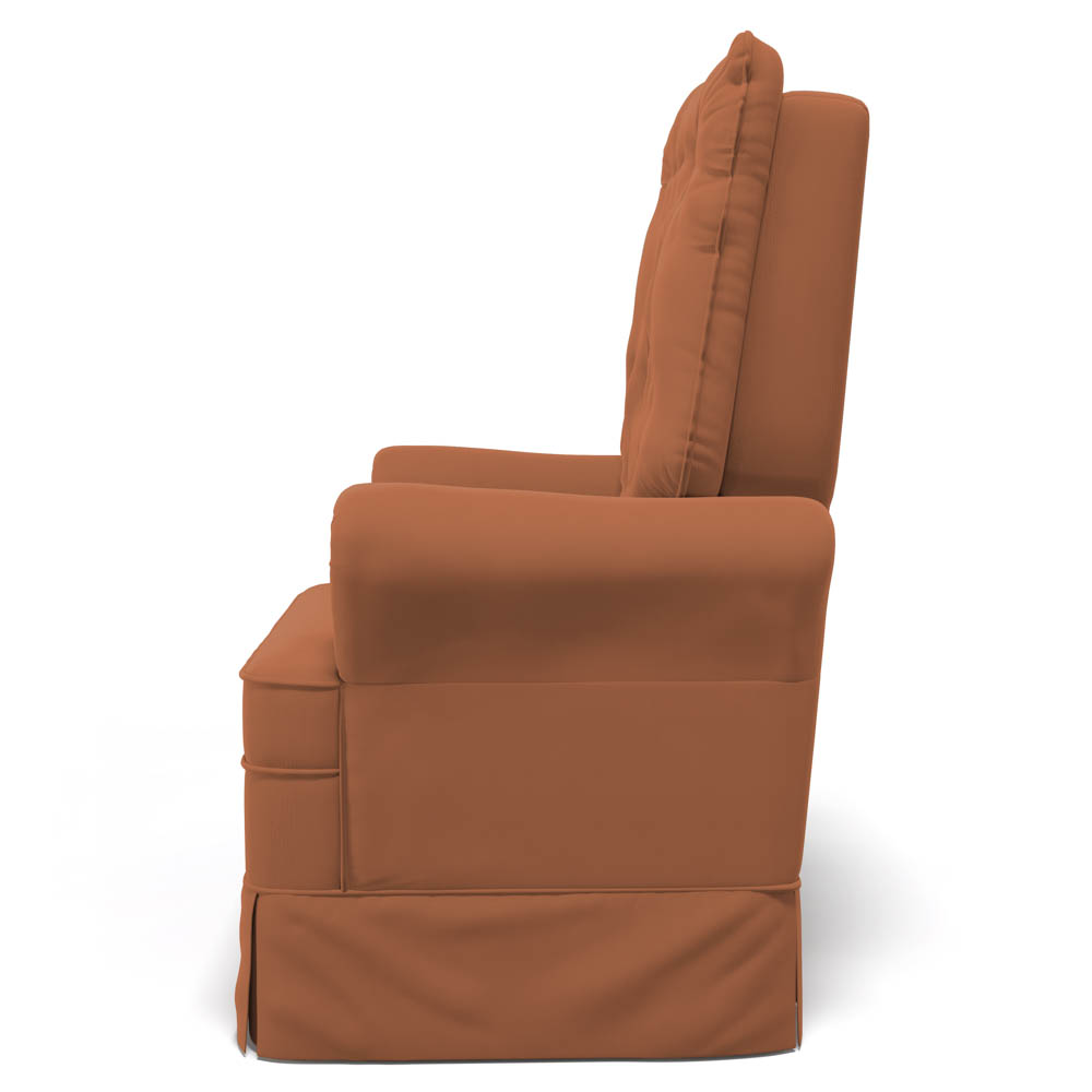 Poltrona de Amamentação e Descanso com Balanço e Puff Laís G05 Veludo Terracota - Mpozenato