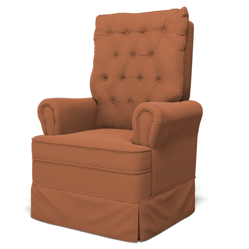Poltrona de Amamentação e Descanso com Balanço e Puff Laís G05 Veludo Terracota - Mpozenato