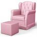 Poltrona de Amamentação e Descanso com Balanço e Puff Lucy P04 Sintético Rosa - Mpozenato