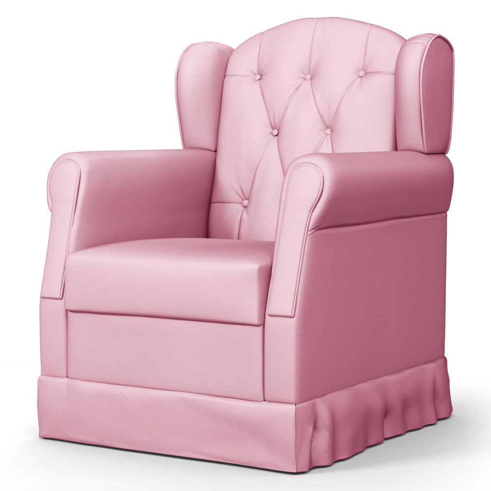 Poltrona de Amamentação e Descanso com Balanço e Puff Lucy P04 Sintético Rosa - Mpozenato