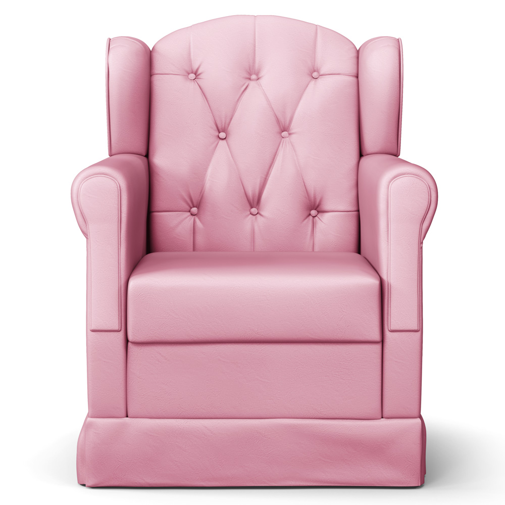 Poltrona de Amamentação e Descanso com Balanço e Puff Lucy P04 Sintético Rosa - Mpozenato