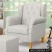 Poltrona de Amamentação e Descanso com Pés de Madeira Lucy P04 Linho Off White - Mpozenato