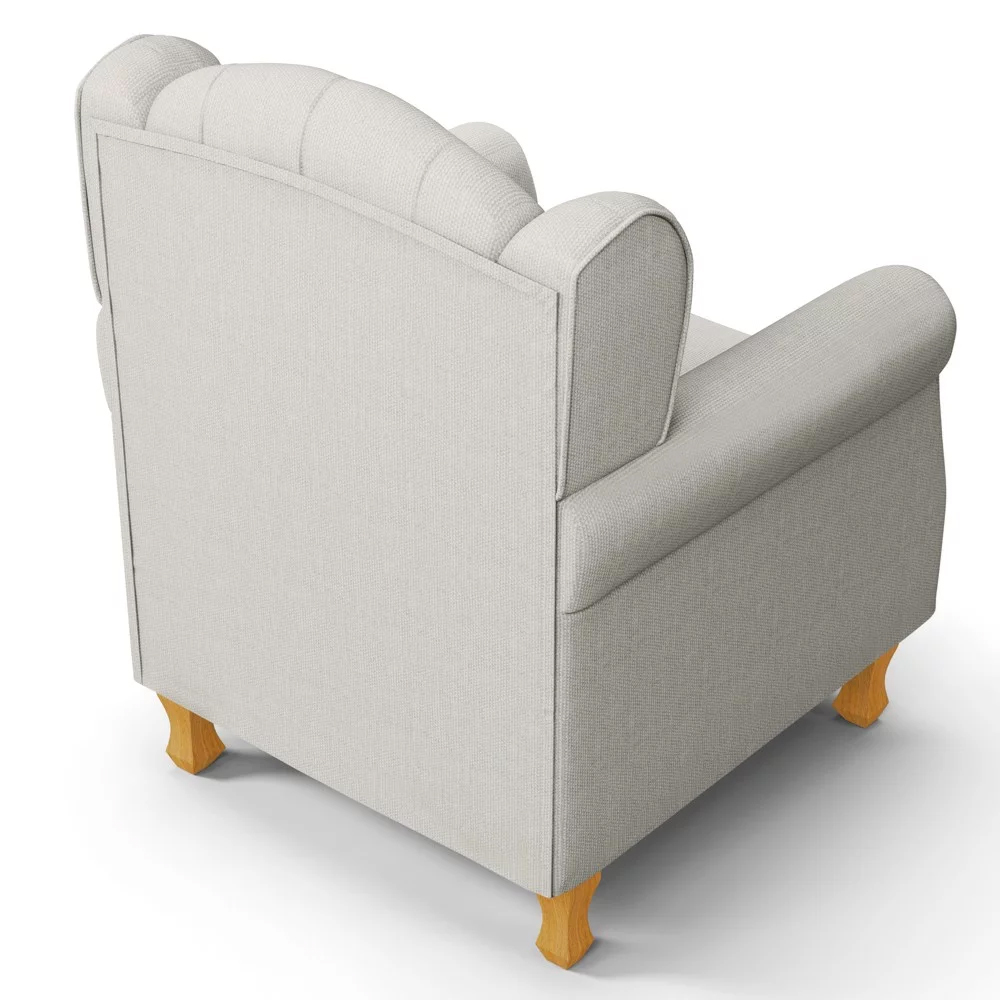 Poltrona de Amamentação e Descanso com Pés de Madeira Lucy P04 Linho Off White - Mpozenato