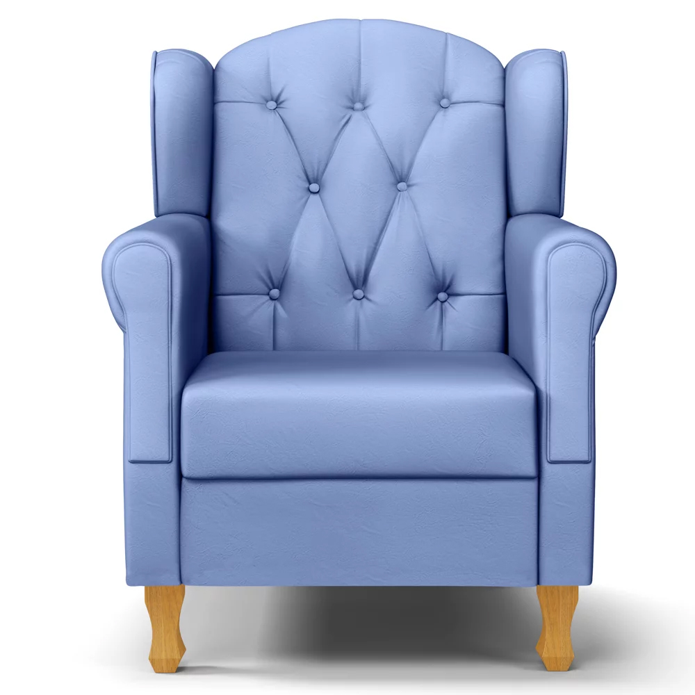 Poltrona de Amamentação e Descanso com Pés de Madeira Lucy P04 Sintético Azul - Mpozenato