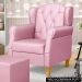 Poltrona de Amamentação e Descanso com Pés de Madeira Lucy P04 Sintético Rosa - Mpozenato