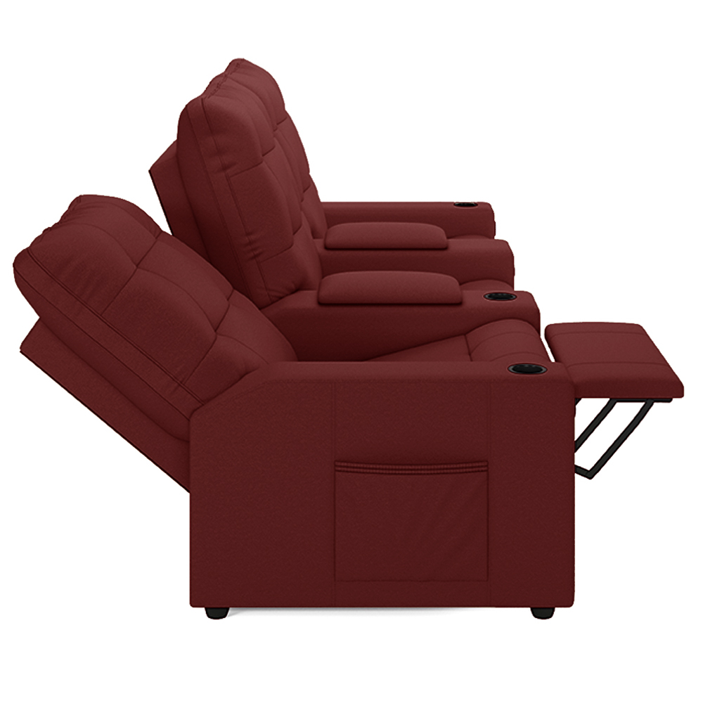 Poltrona de Cinema Reclinável 3 Lugares Baú USB Mallie FH9 PU Vermelho - Mpozenato