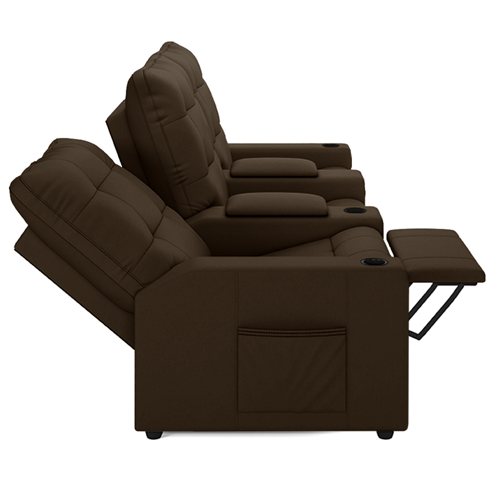 Poltrona de Cinema Reclinável 3 Lugares Baú USB Mallie FH9 Veludo Marrom - Mpozenato
