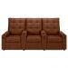 Poltrona de Cinema Reclinável 3 Lugares Baú USB Mallie FH9 Veludo Terracota - Mpozenato