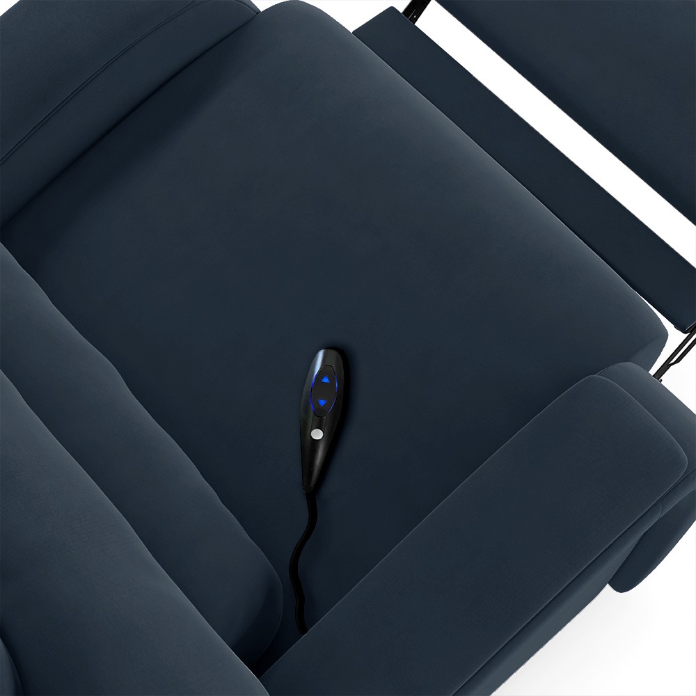 Poltrona do Papai Reclinável Kalie Controle Power Elétrico USB FH9 Veludo Azul - Mpozenato